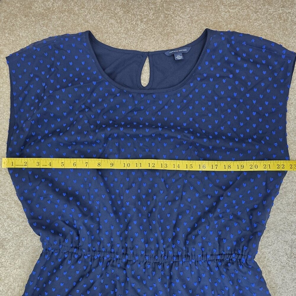 Tommy Hilfiger 3D Hearts Dress Womens XXL Lined Elastic Waist Two Tone Blue - Picture 11 of 12